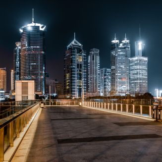 the car light trails at shanghai city